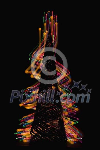 Colourful lines making a christmas tree Colourful lines making a christmas tree