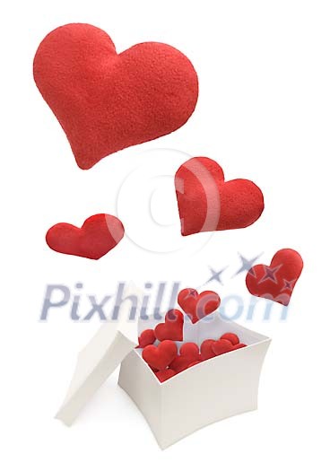 Isolated box with hearts flying out Isolated box with hearts flying out