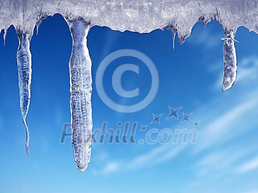 Vegetable looking icicles hanging from the roof Vegetable looking icicles hanging from the roof