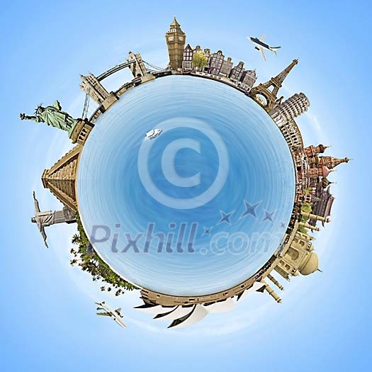 Famous sights in circle Famous sights in circle