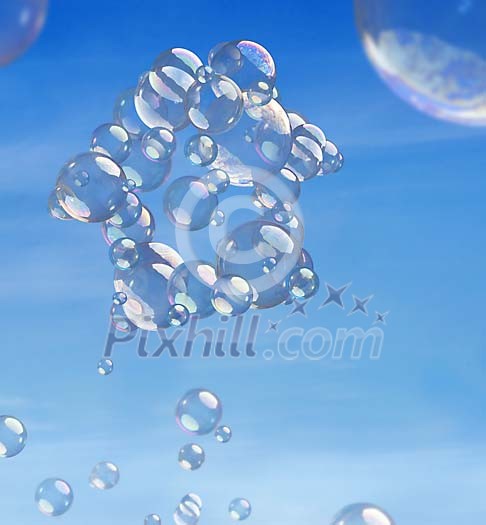 Hovering house made of bubbles Hovering house made of bubbles