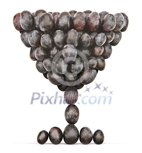 Isolated beaker made of plums Isolated beaker made of plums