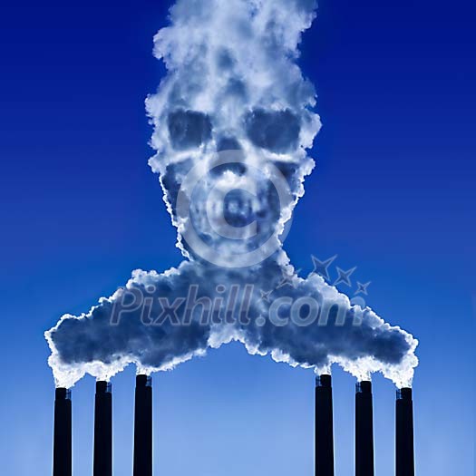 Skull in the smoke coming out of the chimneys Skull in the smoke coming out of the chimneys