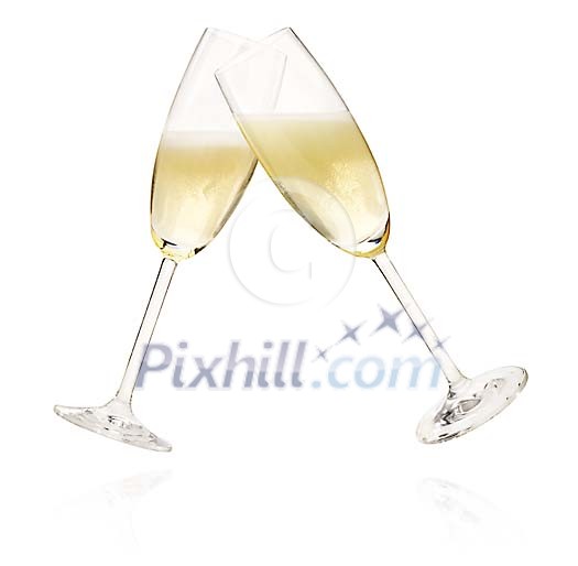 Isolated pair of champagne glasses Isolated pair of champagne glasses
