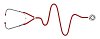 Red stethoscope in shape of ecg wave