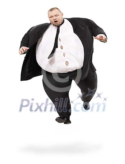 Balloon like fat man hovering in air Balloon like fat man hovering in air