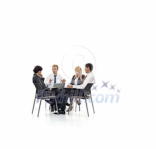 Business meeting in white space (including clipping path) Business meeting in white space (including clipping path)
