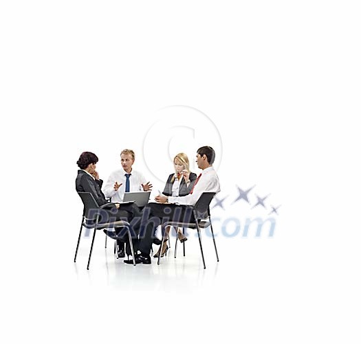 Business meeting in white space (including clipping path)