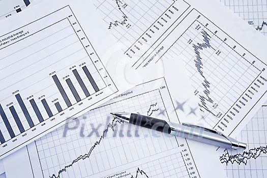 Financial graphs with pen
