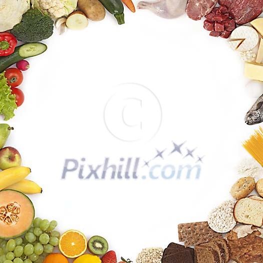 Rich food frame with clippingpath Rich food frame with clippingpath