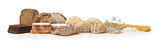 Selection of breads and pastas with clipping path Selection of breads and pastas with clipping path