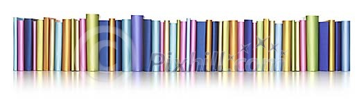 Colourfull books in a row with clipping path Colourfull books in a row with clipping path