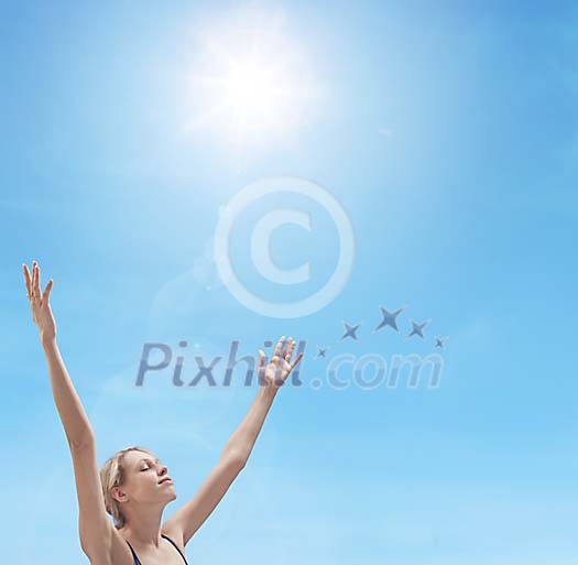 Beautiful girl enjoying the sun Beautiful girl enjoying the sun