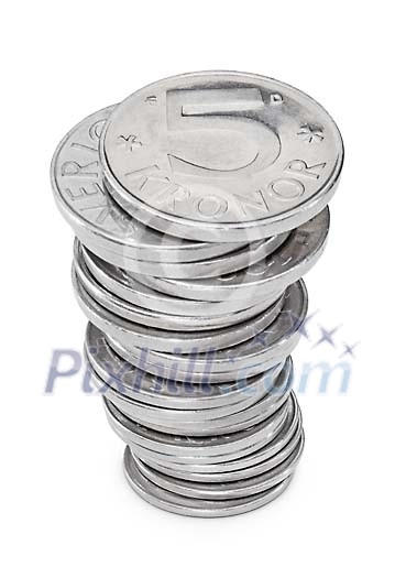 Pile of swedish 5 crown coins Pile of swedish 5 crown coins
