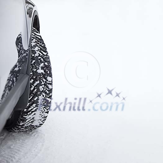 Snowy car tyre Snowy car tyre