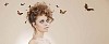 Portrait of a woman with butterflies flying around
