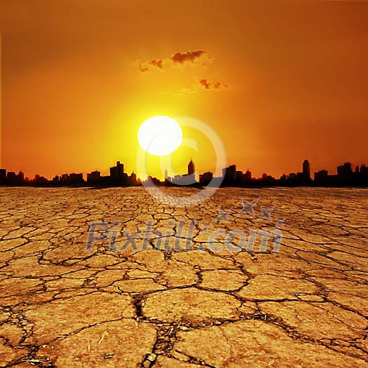 City surrounded by dry land City surrounded by dry land