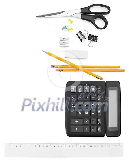 Selection of office supplies with clipping path Selection of office supplies with clipping path