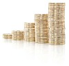 Coins in ascending piles with clipping path