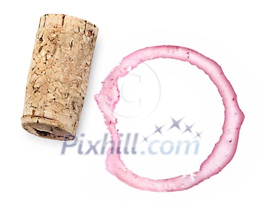 Wine cork and stain on white Wine cork and stain on white