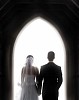 Wedding couple at the church door