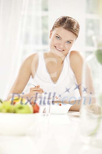 Woman having a breakfast Woman having a breakfast