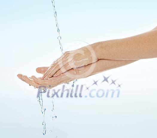 Washing hands with water Washing hands with water