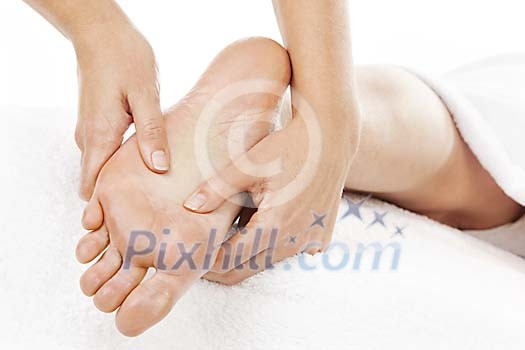 Foot massage in progress Foot massage in progress