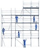 Clipped scaffold with workers