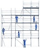 Clipped scaffold with workers
