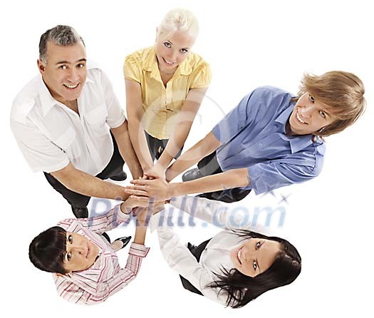 Team members holding hands