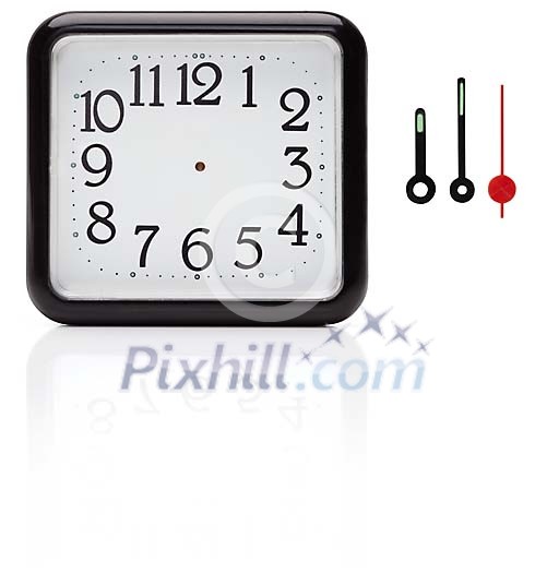 Broken alarm clock on a white space Broken alarm clock on a white space