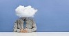 Man sitting with head in the cloud