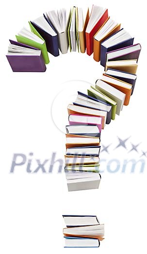 Clipped books shaped as a question mark Clipped books shaped as a question mark