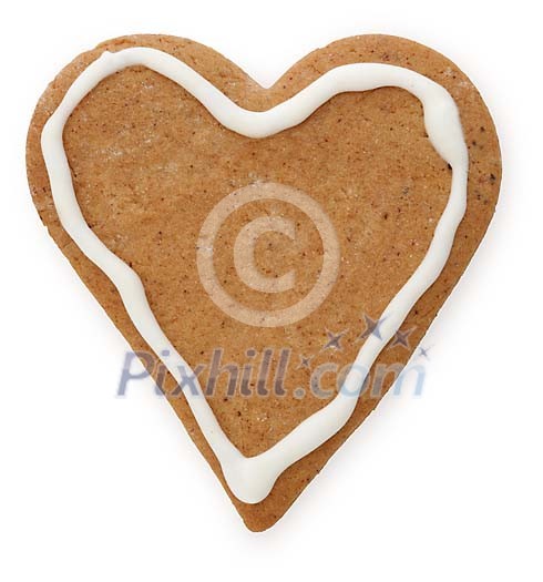 Clipped gingerbread heart with icing Clipped gingerbread heart with icing