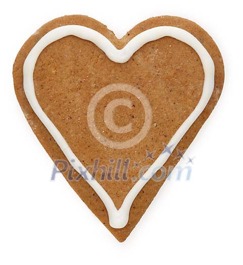 Clipped gingerbread heart with icing Clipped gingerbread heart with icing