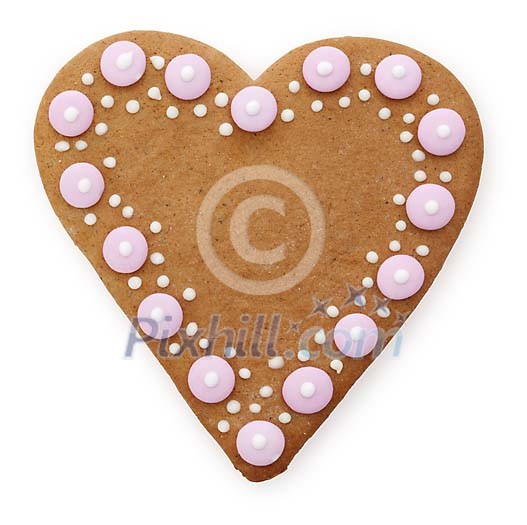 Clipped gingerbread heart with icing Clipped gingerbread heart with icing