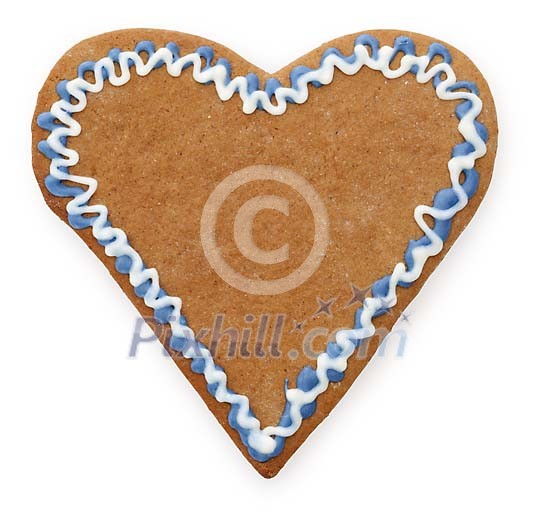 Clipped gingerbread heart with icing Clipped gingerbread heart with icing