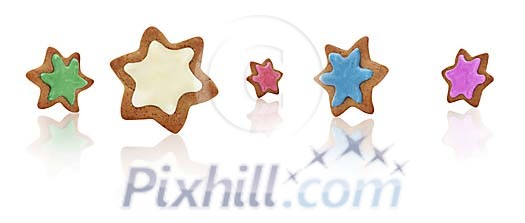 Clipped gingerbread stars with icing Clipped gingerbread stars with icing