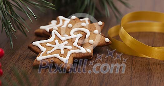 Gingerbread stars on a dark background Gingerbread stars on a dark background
