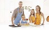 Family in the kitchen starting to bake