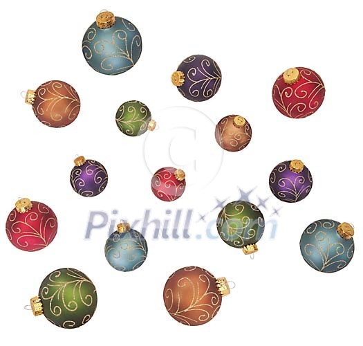 Clipped different coloured christmas balls Clipped different coloured christmas balls