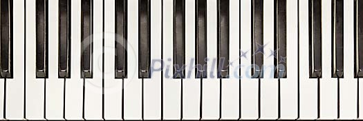 Piano keys on a white background