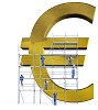 Men working on a huge euro sign