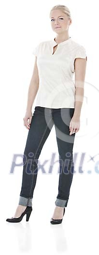 Clipped young woman standing