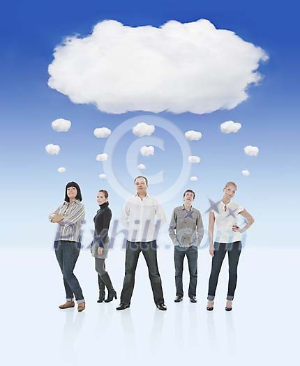 Group of people having one shared thought Group of people having one shared thought