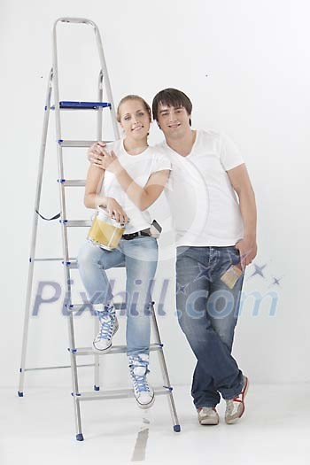 Couple getting ready to paint Couple getting ready to paint
