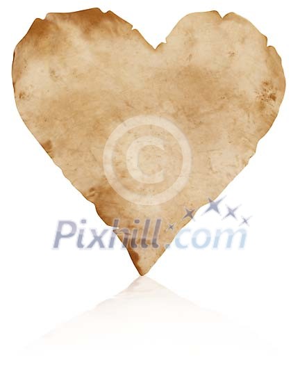 Clipped heart of old paper Clipped heart of old paper