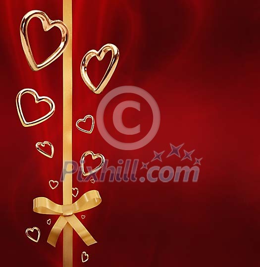 Valentines card with golden hearts Valentines card with golden hearts