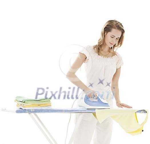 Woman ironing shirts Woman ironing shirts